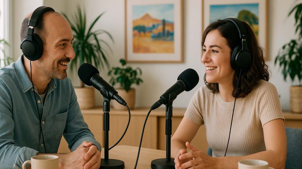 Grabación de podcast en vídeo en estudio profesional en Girona por Brava Films